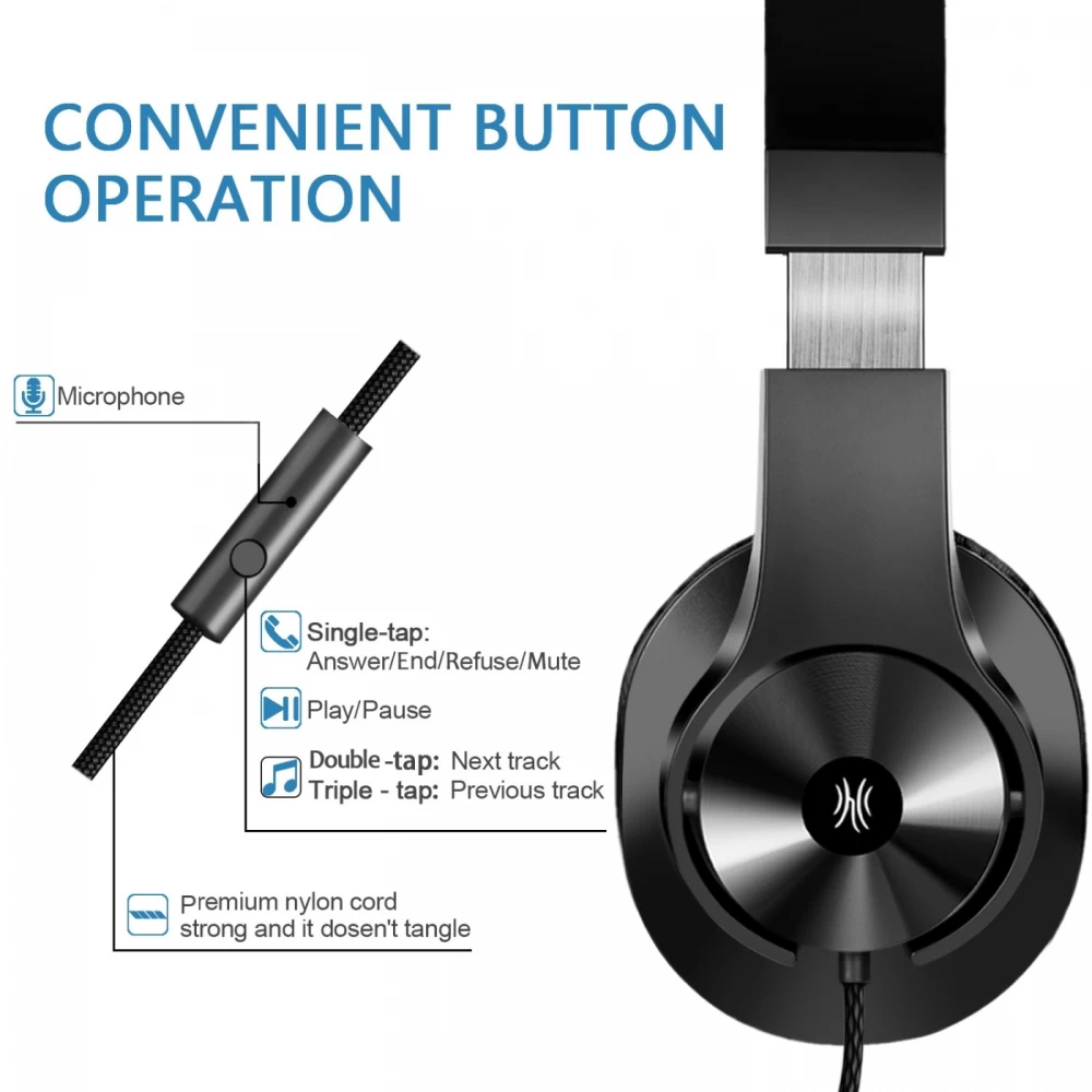OneOdio T3 Black 3.5mm Over Ear AUSTIŅAS