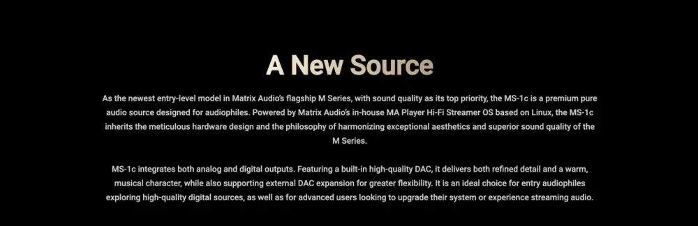 MATRIX AUDIO MS-1c BLACK TĪKLA ATSKAŅOTĀJS
