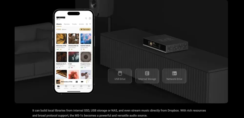 MATRIX AUDIO MS-1c BLACK TĪKLA ATSKAŅOTĀJS