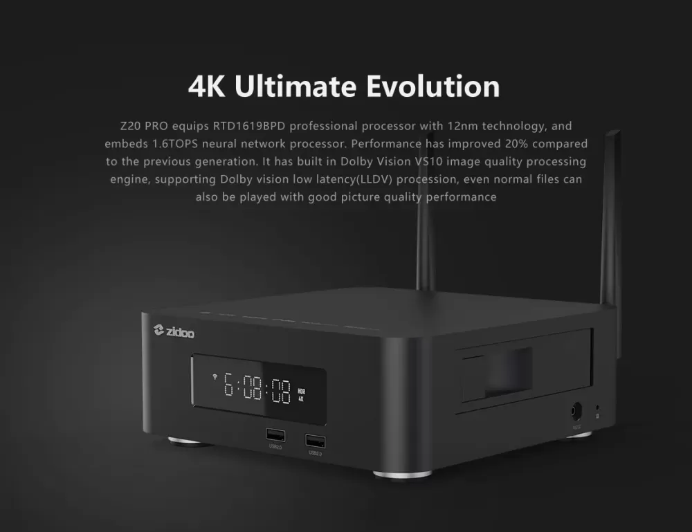 ZIDOO Z20 PRO 4K BLACK UHD MEDIA PLAYER TĪKLA ATSKAŅOTĀJS