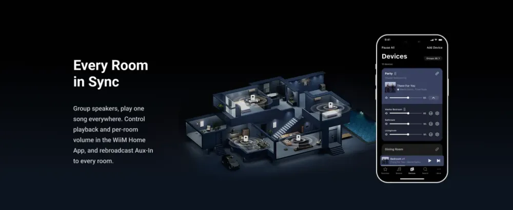 WiiM SOUND BLACK Bezvadu akustiskā sistēma