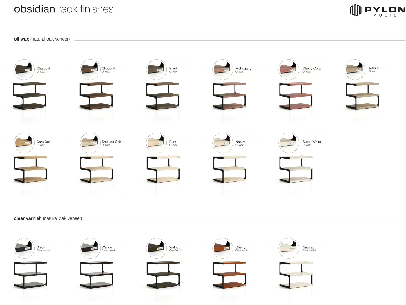 PYLON AUDIO OBSIDIAN T.3 NATURAL OAK VENEER/LACQUER WENGE HiFi aparatūras statne
