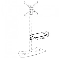 ERARD LUX UP SHELF 038400 papildus plauktiņš LUX UP TV statīviem TV/HiFi aparatūras statne