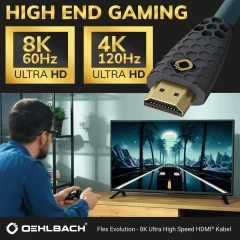 OEHLBACH Art. No. 92601 Flex Evolution 8K UHD High Speed 1.5m HDMI KABELIS