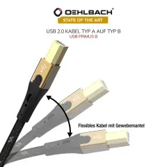 OEHLBACH Art. No. 9540 Primus AB USB Type A - Type B 0.5m STARPBLOKU KABELIS